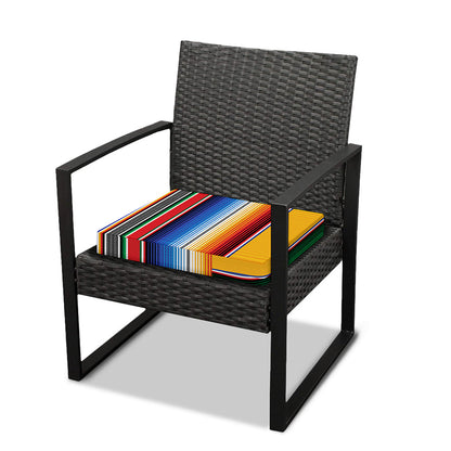 Ethnic Serape Blanket Stripe Print Outdoor Seat Cushion Cover