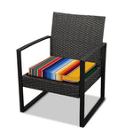 Ethnic Serape Blanket Stripe Print Outdoor Seat Cushion Cover