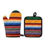Ethnic Serape Blanket Stripe Print Oven Mitt And Pot Holder Set