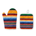 Ethnic Serape Blanket Stripe Print Oven Mitt And Pot Holder Set