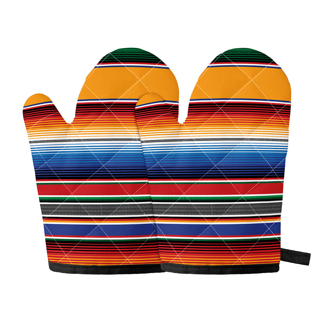 Ethnic Serape Blanket Stripe Print Oven Mitts