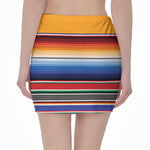 Ethnic Serape Blanket Stripe Print Pencil Mini Skirt
