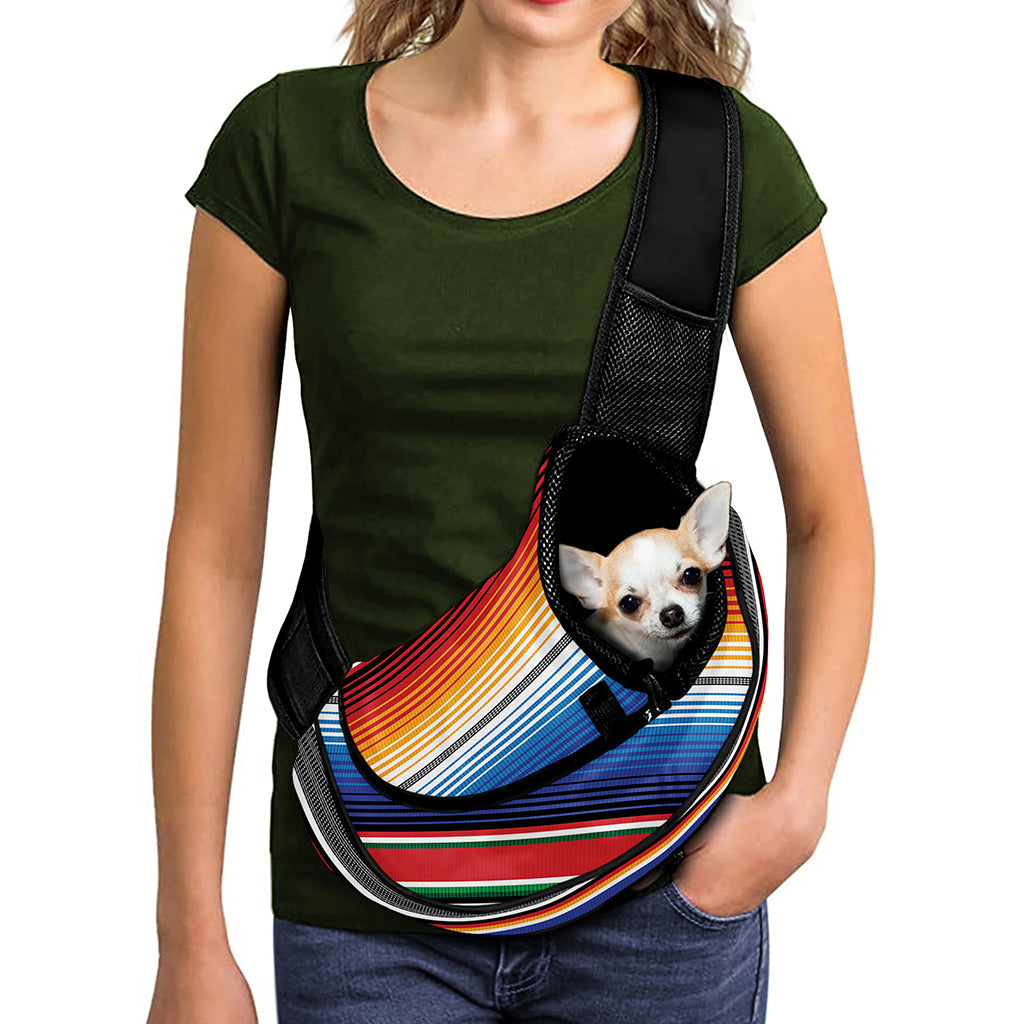 Ethnic Serape Blanket Stripe Print Pet Sling Carrier