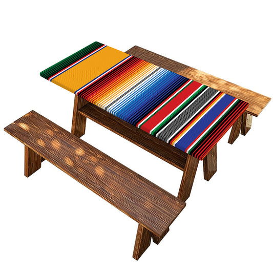 Ethnic Serape Blanket Stripe Print Picnic Table Cover