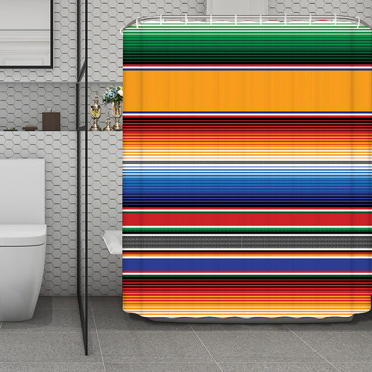 Ethnic Serape Blanket Stripe Print Polyester Shower Curtain