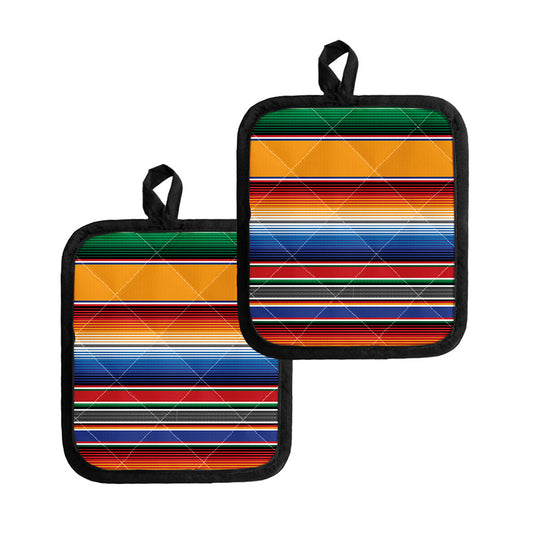 Ethnic Serape Blanket Stripe Print Pot Holders