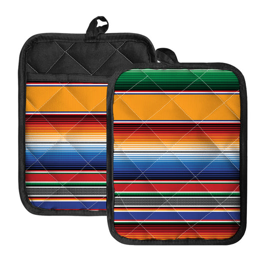 Ethnic Serape Blanket Stripe Print Pot Holders With Pocket