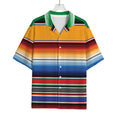Ethnic Serape Blanket Stripe Print Rayon Hawaiian Shirt