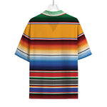 Ethnic Serape Blanket Stripe Print Rayon Hawaiian Shirt