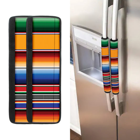 Ethnic Serape Blanket Stripe Print Refrigerator Handle Covers