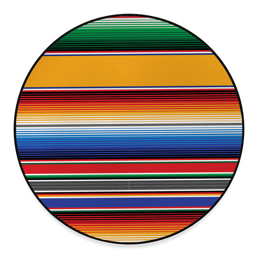 Ethnic Serape Blanket Stripe Print Round Floor Mat