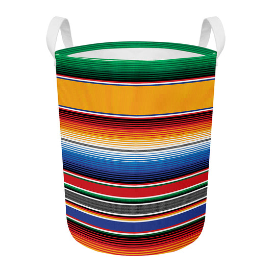 Ethnic Serape Blanket Stripe Print Round Laundry Basket