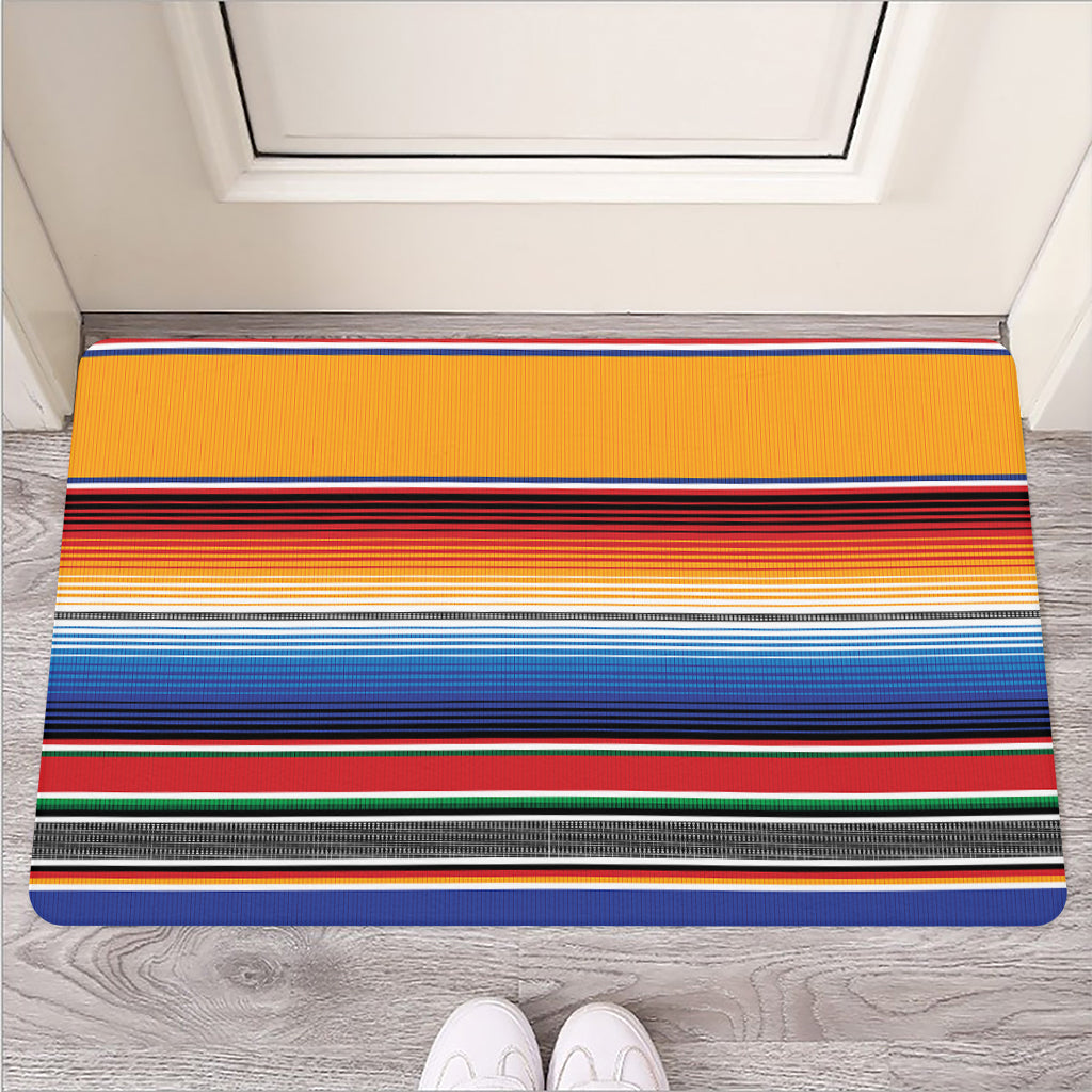 Ethnic Serape Blanket Stripe Print Rubber Doormat