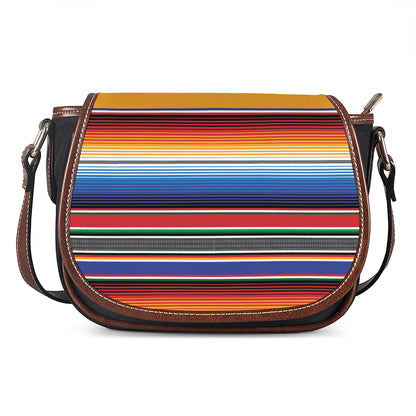 Ethnic Serape Blanket Stripe Print Saddle Bag