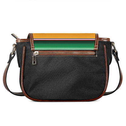 Ethnic Serape Blanket Stripe Print Saddle Bag