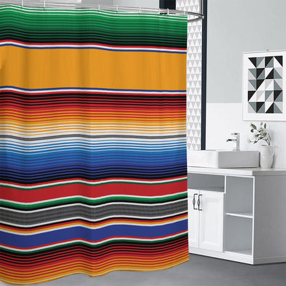Ethnic Serape Blanket Stripe Print Shower Curtain