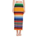 Ethnic Serape Blanket Stripe Print Side Slit Maxi Skirt