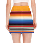 Ethnic Serape Blanket Stripe Print Side Slit Mini Skirt