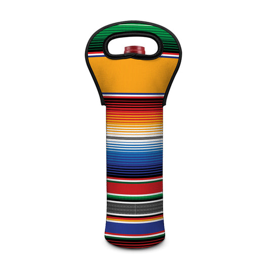 Ethnic Serape Blanket Stripe Print Single Neoprene Wine Tote