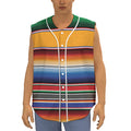 Ethnic Serape Blanket Stripe Print Sleeveless Baseball Jersey