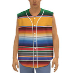 Ethnic Serape Blanket Stripe Print Sleeveless Baseball Jersey