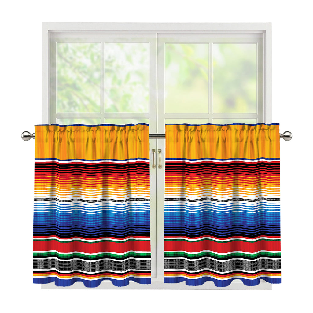 Ethnic Serape Blanket Stripe Print Tier Curtains