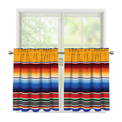 Ethnic Serape Blanket Stripe Print Tier Curtains