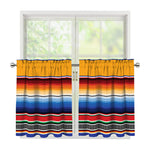 Ethnic Serape Blanket Stripe Print Tier Curtains