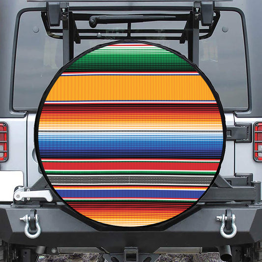 Ethnic Serape Blanket Stripe Print Tire Cover