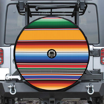 Ethnic Serape Blanket Stripe Print Tire Cover With Camera Hole