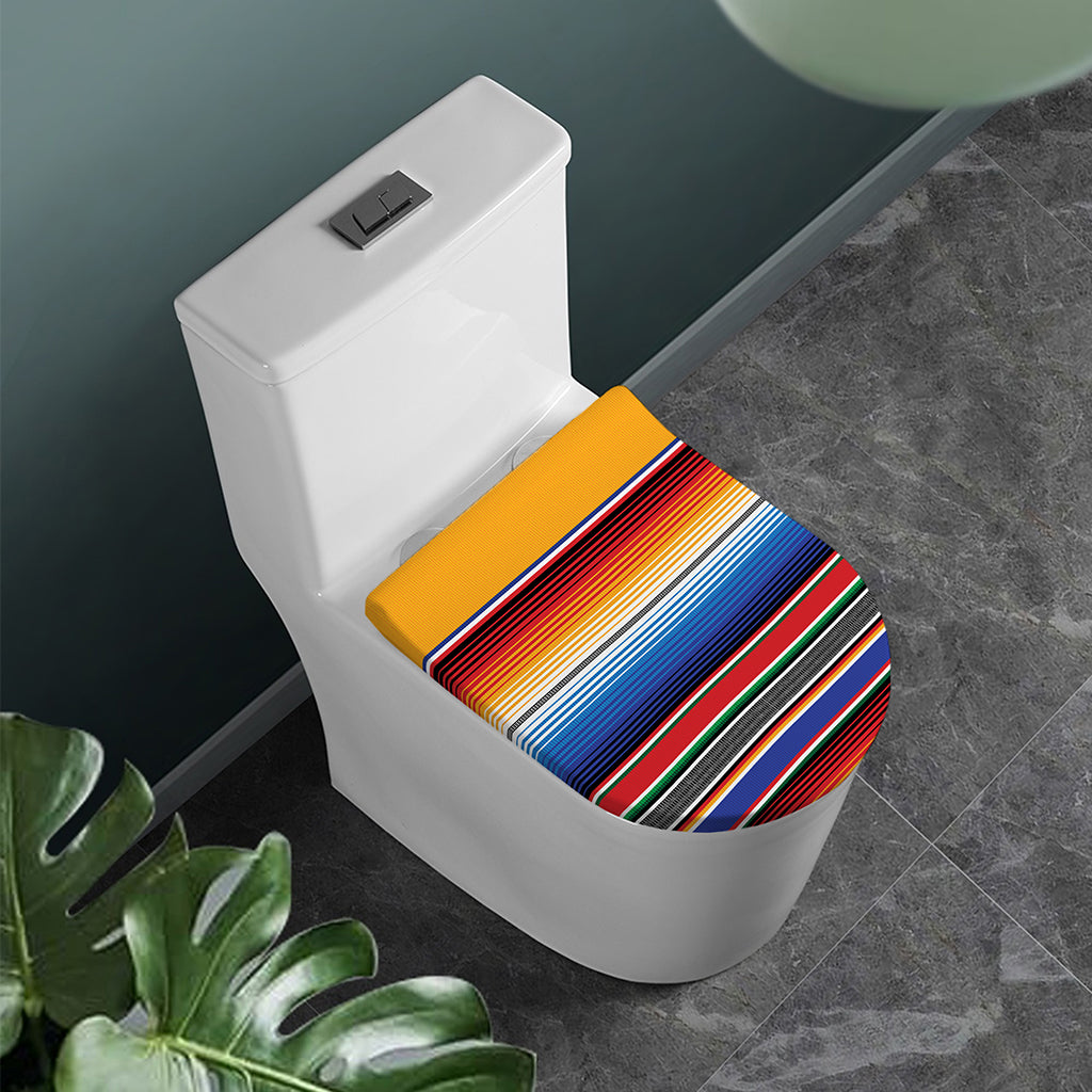 Ethnic Serape Blanket Stripe Print Toilet Lid Cover