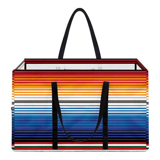 Ethnic Serape Blanket Stripe Print Utility Tote Bag