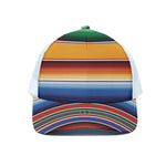 Ethnic Serape Blanket Stripe Print White Mesh Trucker Cap