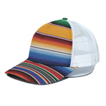 Ethnic Serape Blanket Stripe Print White Mesh Trucker Cap