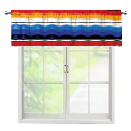 Ethnic Serape Blanket Stripe Print Window Valance