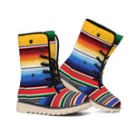 Ethnic Serape Blanket Stripe Print Winter Boots