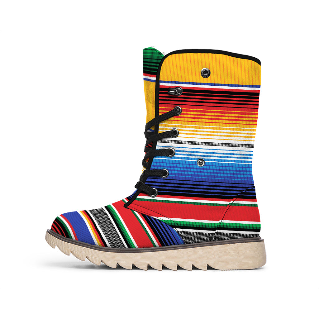 Ethnic Serape Blanket Stripe Print Winter Boots