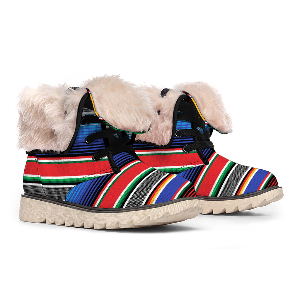 Ethnic Serape Blanket Stripe Print Winter Boots