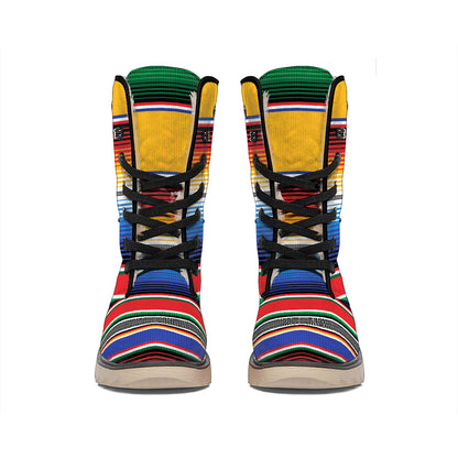 Ethnic Serape Blanket Stripe Print Winter Boots