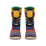 Ethnic Serape Blanket Stripe Print Winter Boots