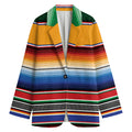 Ethnic Serape Blanket Stripe Print Women's Blazer