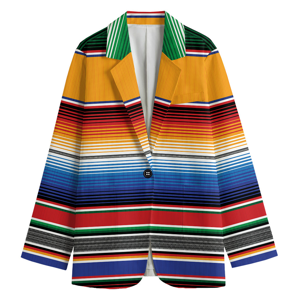 Ethnic Serape Blanket Stripe Print Women's Blazer