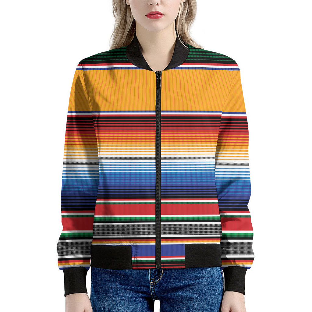 Ethnic Serape Blanket Stripe Print Women's Bomber Jacket