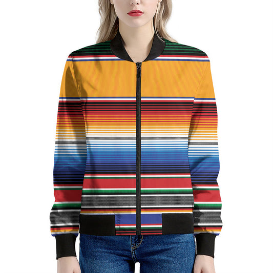 Ethnic Serape Blanket Stripe Print Women's Bomber Jacket