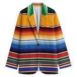 Ethnic Serape Blanket Stripe Print Women's Cotton Blazer