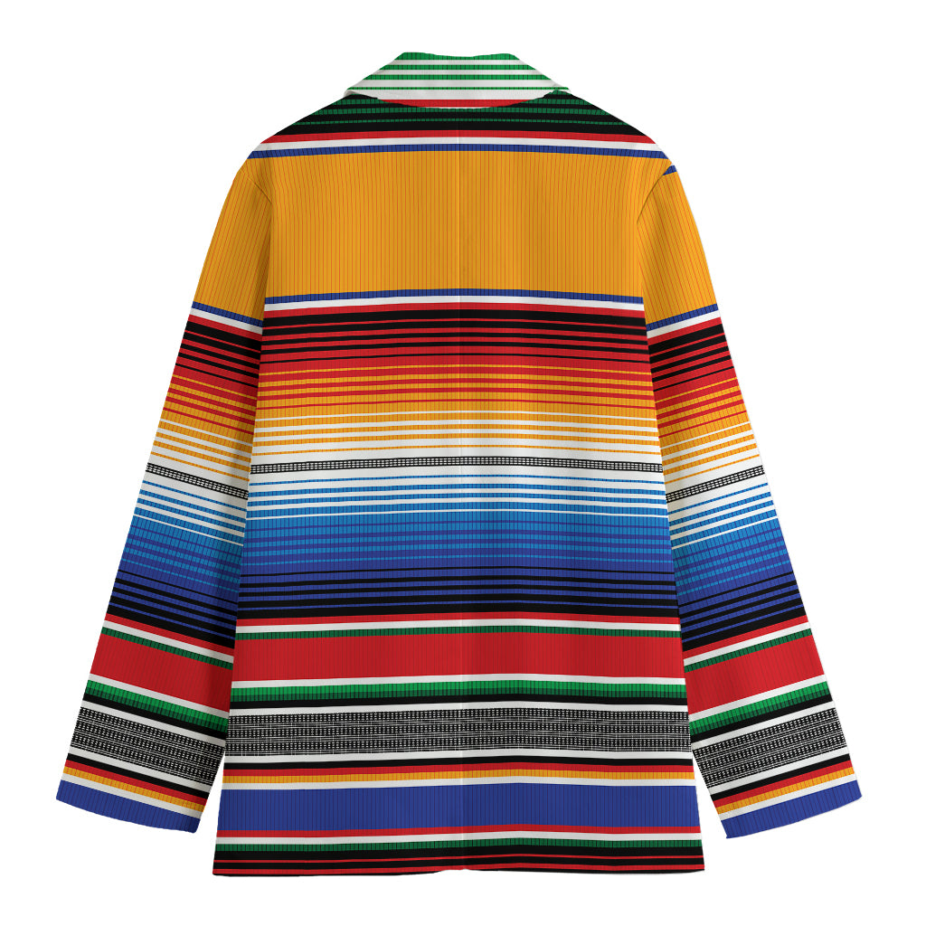 Ethnic Serape Blanket Stripe Print Women's Cotton Blazer