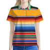 Ethnic Serape Blanket Stripe Print Women's Polo Shirt