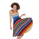 Ethnic Serape Blanket Stripe Print Women's Sleeveless Dress
