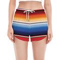 Ethnic Serape Blanket Stripe Print Women's Split Running Shorts