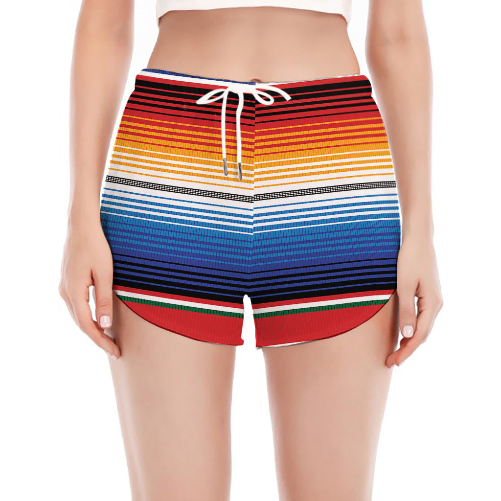 Ethnic Serape Blanket Stripe Print Women's Split Running Shorts